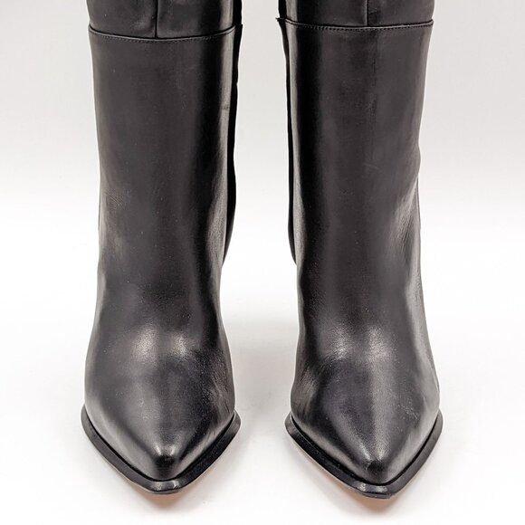 PAIGE Women Hazel Pointy Toe Black Leather Buckle Knee Boots size 7.5 - Picture 9 of 11
